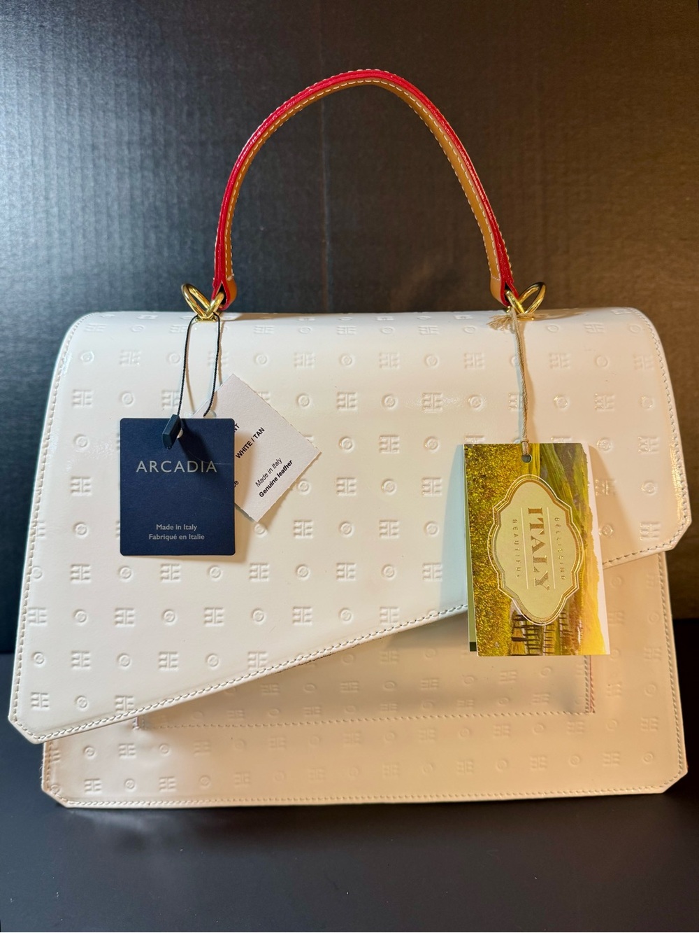 Arcadia White Leather Sabrina Satchel